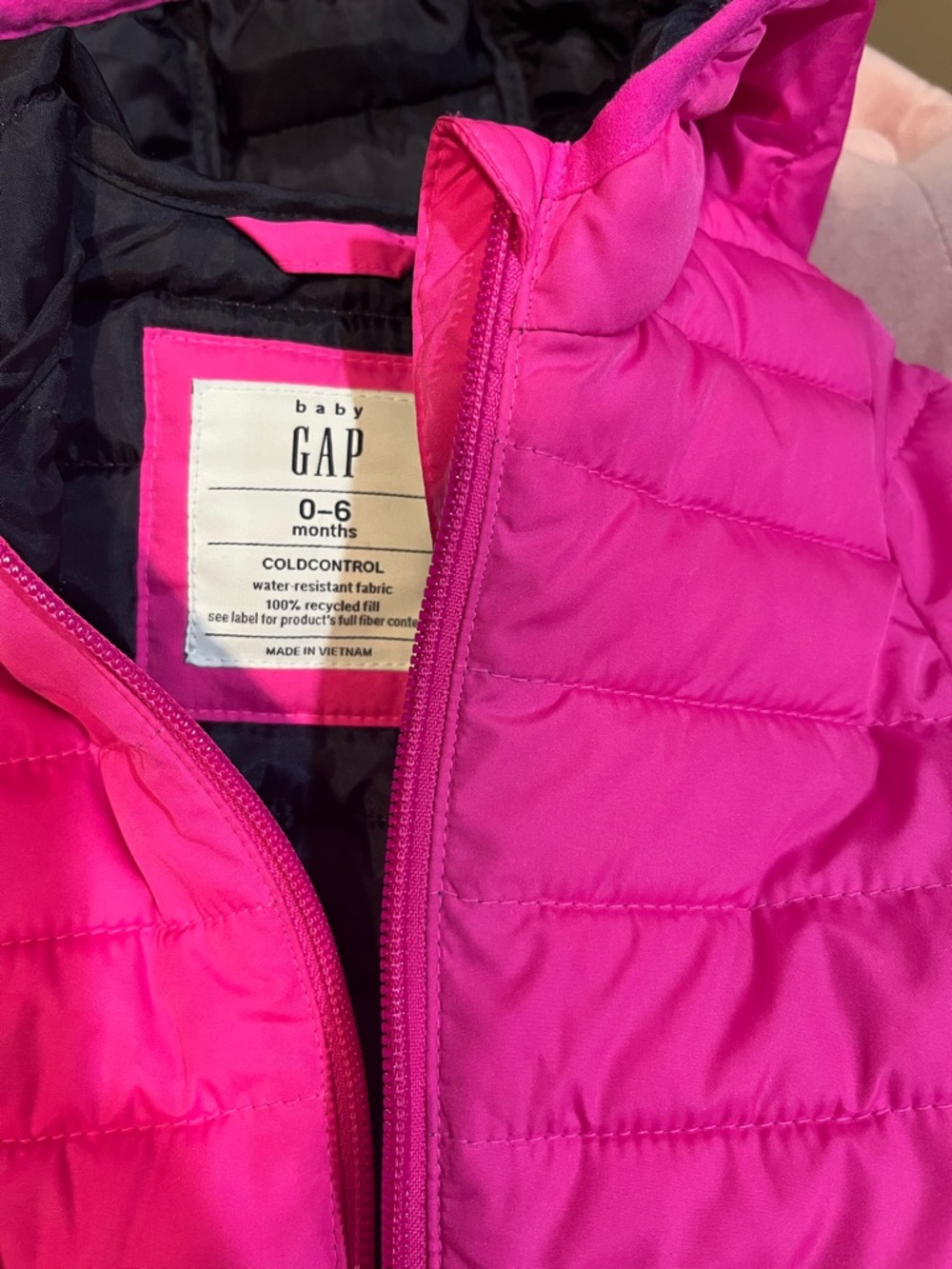 Baby Gap Hooded Puffer Jacket - Bright Pink - Picture 3 of 6